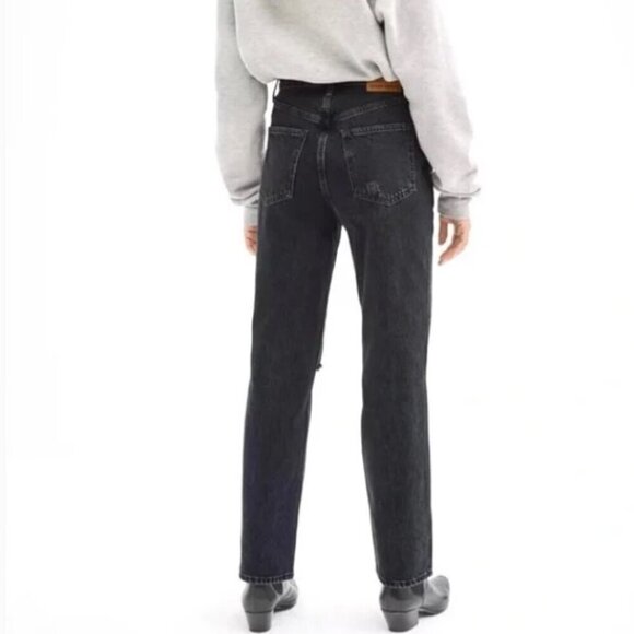 ARITZIA DENIM FORUM Joni Hi-Rise Loose Jean Black Wash Distress Rips 25x29L - Picture 3 of 16